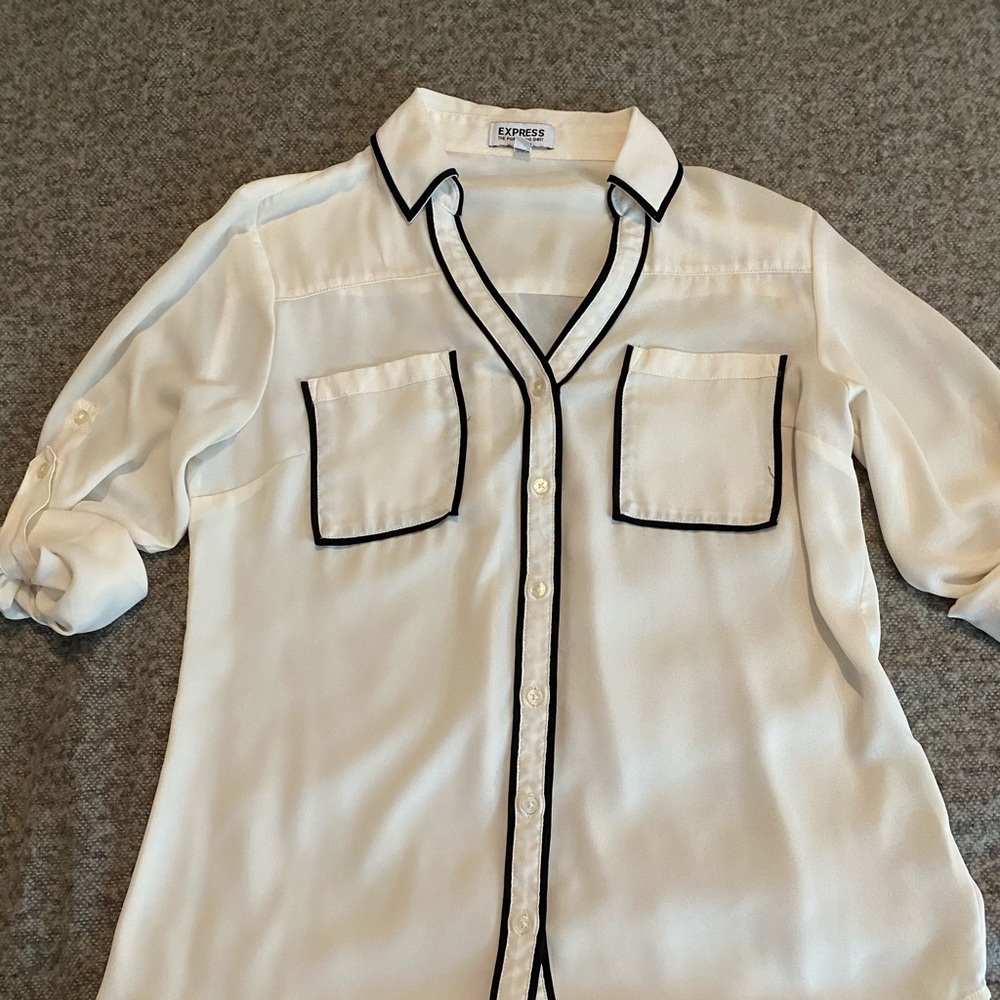 Express white blouse with black detail